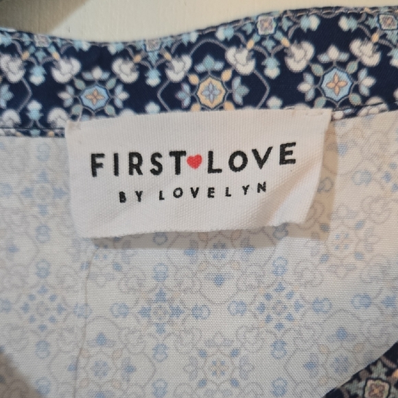 First Love Blue and White Mini Dress - Picture 2 of 4